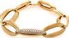 LARGE .85CT DIAMOND 18KT YELLOW GOLD 3D MATTE & SHINY OVAL LINK FUN BRACELET