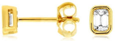 ESTATE .25CT DIAMOND 14KT YELLOW GOLD 3D BAGUETTE BEZEL OCTAGON STUD EARRINGS