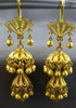 ANTIQUE LARGE 18KT YELLOW GOLD MIDDLE EASTERN FILIGREE CHANDELIER EARRINGS #3057