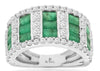 3.40CT DIAMOND & AAA EMERALD 14K WHITE GOLD BAGUETTE & ROUND 3D ANNIVERSARY RING
