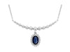.73CT DIAMOND & AAA SAPPHIRE 14KT WHITE GOLD 3D OVAL & ROUND FLOWER BAR NECKLACE