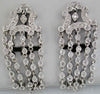 ESTATE .78CT DIAMOND 14KT WHITE GOLD ROUND MULTI ROW CHANDELIER HANGING EARRINGS