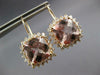LARGE 9.84CT DIAMOND & AAA MORGANITE 14KT ROSE GOLD CUSHION CUT HANGING EARRINGS