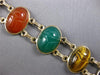 ANTIQUE EXTRA LARGE MULTI COLOR GEM 14KT YELLOW GOLD HANDCRAFTED BRACELET #27931