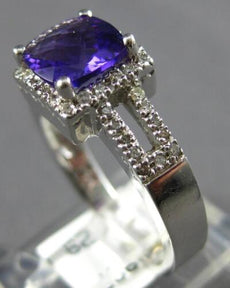 1.52CT DIAMOND & AAA AMETHYST 14KT WHITE GOLD CUSHION & ROUND HALO SQUARE RING