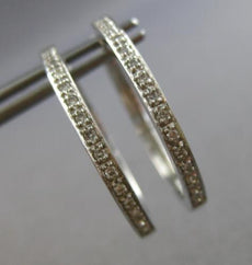 ESTATE .45CT DIAMOND 14KT WHITE GOLD 3D CLASSIC HOOP HANGING EARRINGS #28107