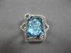 ESTATE LARGE 6.58CT DIAMOND & AAA BLUE TOPAZ 14KT WHITE GOLD 3D SQUARE FUN RING