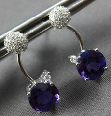 ESTATE 2.13CT DIAMOND & AAA AMETHYST 14KT WHITE GOLD FUN SWIRL HANGING EARRINGS