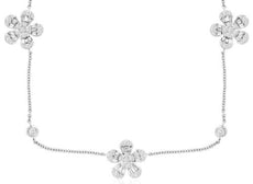 .93CT DIAMOND 14KT WHITE GOLD ROUND & BAGUETTE FLOWER BY THE YARD LOVE NECKLACE