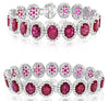 LARGE 32.86CT DIAMOND & AAA RUBY 18KT WHITE GOLD 3D OVAL & ROUND BANGLE BRACELET