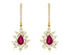 1.65CT DIAMOND & AAA RUBY 14KT YELLOW GOLD 3D FLOWER LEVERBACK HANGING EARRINGS