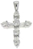 ESTATE .59CT DIAMOND 14KT WHITE GOLD 3D ROUND & BAGUETTE CROSS FLOATING PENDANT