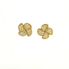 ESTATE .46CT DIAMOND 18KT YELLOW GOLD 3D ROUND FILIGREE FLOWER STUD EARRINGS
