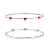 1.17CT DIAMOND & AAA RUBY 14KT WHITE GOLD MARQUISE 3 STONE CUFF BANGLE BRACELET