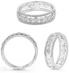 .29CT DIAMOND 14KT WHITE GOLD ROUND BEZEL ETOILE 3 ROW WEDDING ANNIVERSARY RING