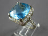 LARGE 10.80CT DIAMOND & AAA BLUE TOPAZ 14KT WHITE GOLD CUSHION & ROUND HALO RING