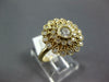 ESTATE WIDE .75CT DIAMOND 14KT YELLOW GOLD 3D FLOWER FILIGREE MILGRAIN FUN RING