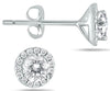 ESTATE .63CT DIAMOND 14KT WHITE GOLD 3D ROUND CLASSIC HALO MARTINI STUD EARRINGS