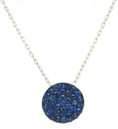 1.33CT AAA SAPPHIRE 18KT WHITE GOLD 3D ROUND PAVE CIRCULAR FUN FLOATING PENDANT