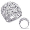 LARGE 3.47CT DIAMOND 14KT WHITE GOLD 3D MULTI FLOWER OPEN FILIGREE COCKTAIL RING
