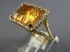 LARGE 9.67CT DIAMOND & AAA CITRINE 14KT YELLOW GOLD RECTANGULAR ENGAGEMENT RING