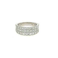2.03CT DIAMOND 18KT WHITE GOLD ROUND 3 ROW PAVE 3/4TH ETERNITY ANNIVERSARY RING