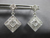 .33CT DIAMOND 14K WHITE GOLD ROUND GEOMETRICAL FILIGREE SQUARE HANGING EARRINGS