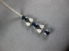 LONG .50CT DIAMOND & AAA SAPPHIRE 14KT WHITE GOLD 3D PEAR SHAPE HANGING EARRINGS