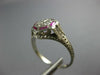 ANTIQUE .34CT DIAMOND & AAA RUBY 18K WHITE GOLD 3D CLUSTER ENGAGEMENT RING 26872