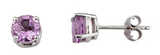 ESTATE 1.45CT AAA AMETHYST 14K WHITE GOLD CLASSIC ROUND OVAL LOVE STUD EARRINGS