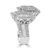 LARGE 2.96CT DIAMOND 18KT WHITE GOLD 3D ROUND & BAGUETTE DOUBLE SQUARE LOVE RING
