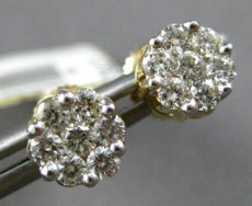 .50CT DIAMOND 14KT YELLOW GOLD CLUSTER INVISIBLE FLOWER SCREWBACK STUD EARRINGS