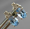 ESTATE .50CT ROUND DIAMOND & OVAL BLUE TOPAZ 14K WHITE GOLD STUD EARRINGS #25923