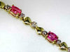 2.60CT DIAMOND & AAA PINK SAPPHIRE 14KT YELLOW GOLD OVAL & ROUND TENNIS BRACELET