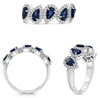1.58CT DIAMOND & AAA SAPPHIRE 14KT WHITE GOLD 3D PEAR SHAPE & ROUND 5 STONE RING