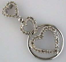 .30CT DIAMOND 14K WHITE GOLD 3D TRIPLE HEART LOVE KNOT CIRCULAR FLOATING PENDANT