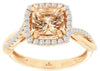 1.71CT DIAMOND & AAA MORAGNITE 14K ROSE GOLD 3D CUSHION & ROUND SQUARE HALO RING