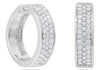 .44CT DIAMOND 14KT WHITE GOLD CLASSIC 3 ROW PAVE SQUARE HUGGIE HANGING EARRINGS