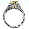 1.44CT WHITE & FANCY YELLOW DIAMOND 18KT 2 TONE GOLD HEART SHAPE ENGAGEMENT RING