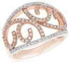 WIDE .47CT DIAMOND 14K WHITE & ROSE GOLD 3D ROUND OPEN FILIGREE ANNIVERSARY RING