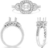 .31CT DIAMOND 14KT WHITE GOLD ROUND & SQUARE FILIGREE SEMI MOUNT ENGAGMENT RING