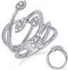LARGE .32CT DIAMOND 14KT WHITE GOLD 3D ROUND MARQUISE SHAPE MULTI LEAF FUN RING