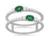.60CT DIAMOND & AAA EMERALD 14KT WHITE GOLD OVAL & ROUND CRISS CROSS DOUBLE RING