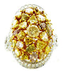 LARGE 3.94CT MULTI COLOR DIAMOND 18KT 2 TONE GOLD 3D MULTI SHAPE OVAL LOVE RING
