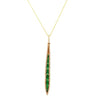 .69CT DIAMOND & AAA EMERALD 18KT YELLOW GOLD 3D ELONGATED LEAF FLOATING PENDANT