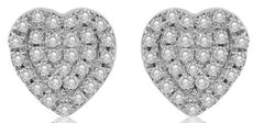 ESTATE .17CT DIAMOND 14KT WHITE GOLD CLASSIC PAVE HEART SHAPE LOVE STUD EARRINGS
