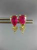 ESTATE 1.92CT DIAMOND & AAA RUBY 14KT YELLOW GOLD PEAR SHAPE STUD EARRINGS #1784