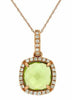 ESTATE 1.87CT DIAMOND & AAA PERIDOT 14K ROSE GOLD 3D CUSHION HALO SQUARE PENDANT
