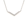 ESTATE .27CT DIAMOND 18KT WHITE GOLD 3D CLASSIC DOUBLE ROW V SHAPE LOVE NECKLACE