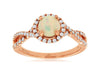 ESTATE .80CT DIAMOND & AAA OPAL 14KT ROSE GOLD 3D ROUND HALO INFINITY LOVE RING